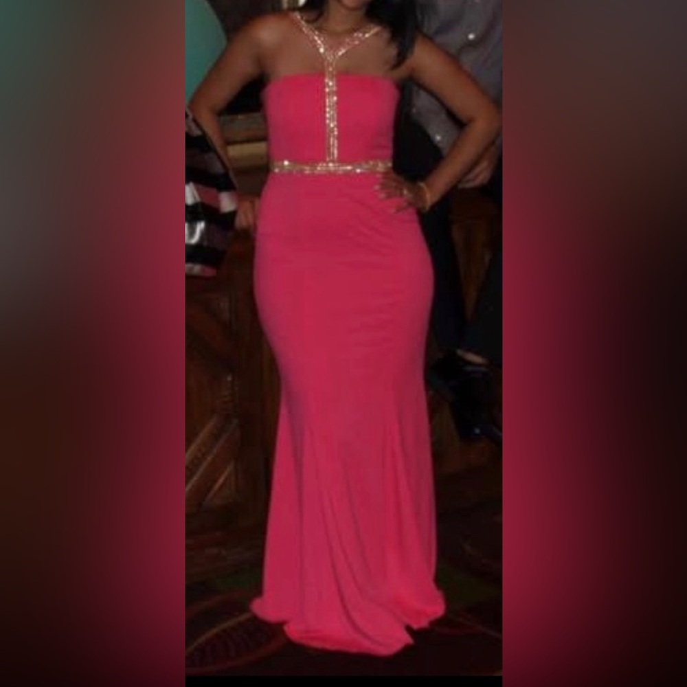 JS Collections Strapless Hot Pink Dress